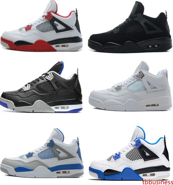 

4 4s basketball shoes men pure money royalty white cement premium black bred fire red mens sports sneakers size 8-13