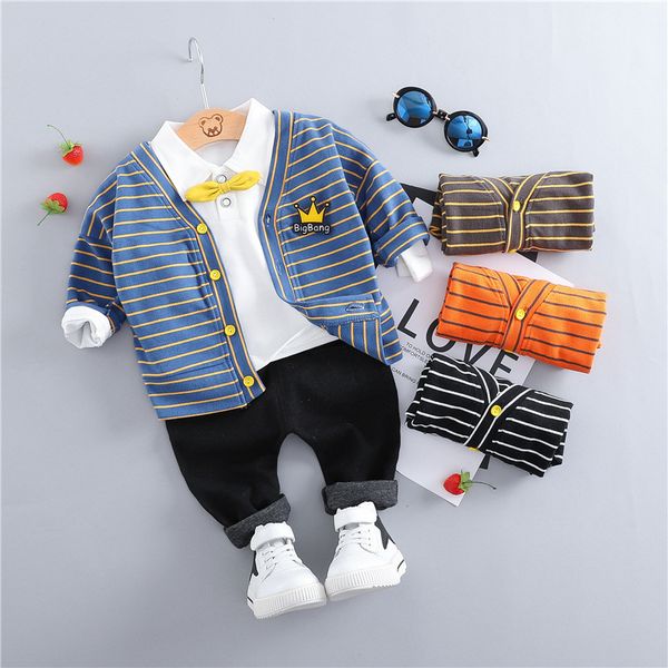 

spring autumn boys clothes sets new children kids fashion casual cotton 3pcs coats+shirt+pants outfits for boys tracksuits sets, White