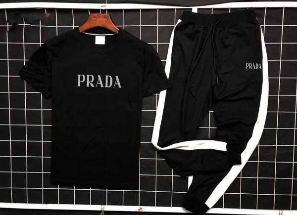 

new mens tees tracksuit summers sping letters slim print printed mens clothing sweatshirt casual crew neck tracksuits suits size -4xl, Gray