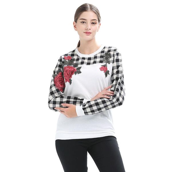 

women's t-shirt roses women shirts valentine harajuku tee black and white flower plus size shirt long sleeves