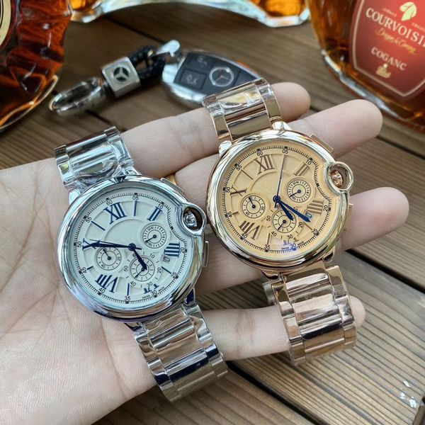 

wholesale men fashion watch stainless steel all subdial work quartz movement male sport wristwatch design clock sale, Slivery;brown