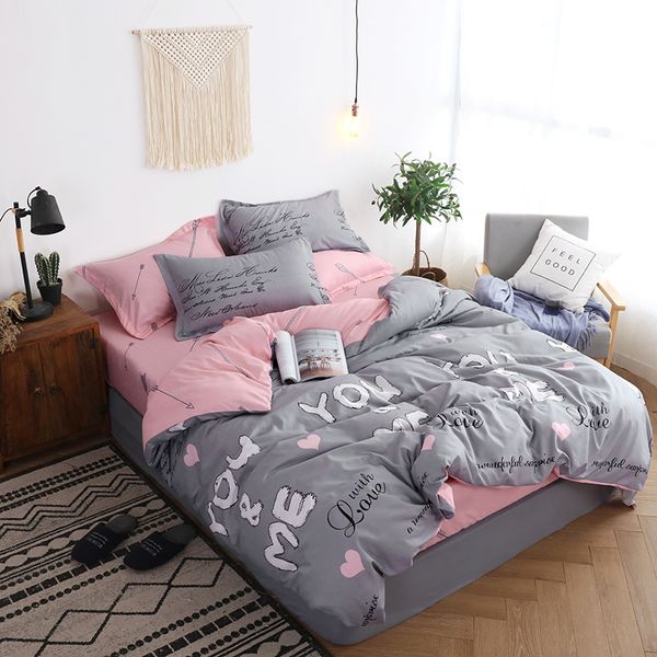 

wensd quality adults girls boys home textile bed comforter pink gray bed clothes comforter bedding sets wedding sheet
