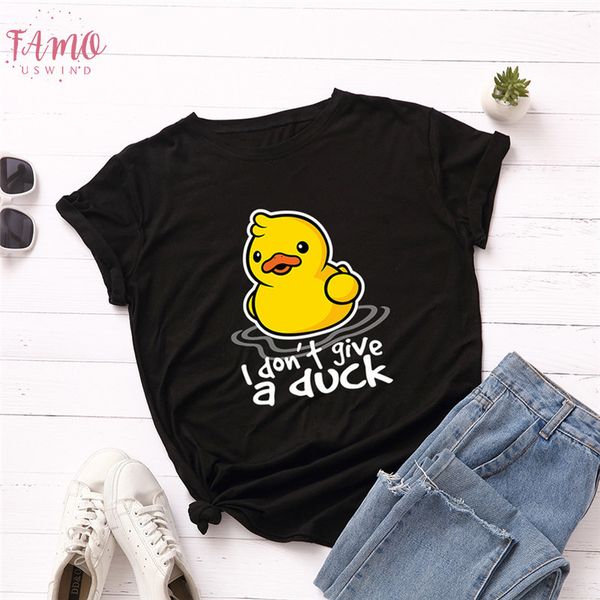 

plus size s 5xl duck print t shirt women shirts 100% cotton o neck short sleeve harajuku t shirt funny t tshirt, White