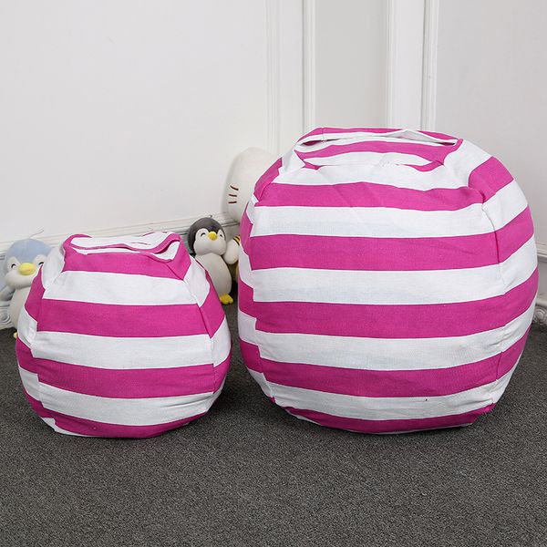 

stripe storage bean bag kids stuffed animal toys globular storage pouch play mat portable clothes organizer tool with zipper
