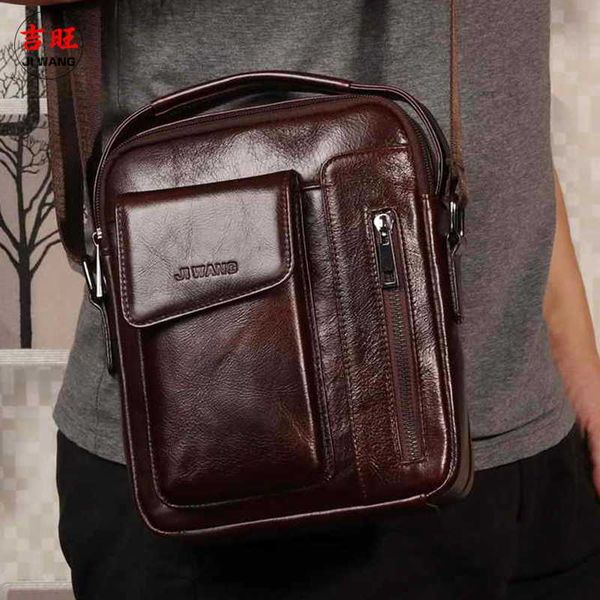 

ji wang genuine leather shoulder bag men's bags handbag messenger bag men mobile bags crossbody high quingity