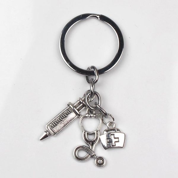 

2020 new box key chain needle stethoscope keychain1, Silver