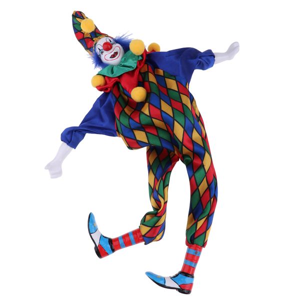 

41cm funny clown man doll wearing blue clothes halloween ornament gift