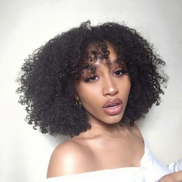 High Quality Hairstyle Black Soft Kinky Curly Wig Brazilian Hair
