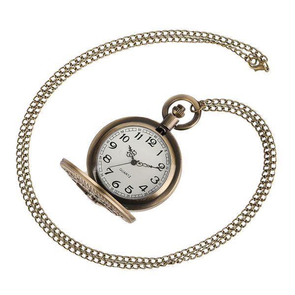 Orologio da taschino militare con movimento analogico al quarzo, distintivo vintage in bronzo retrò degli Stati Uniti, per uomo e donna, collana a catena297O