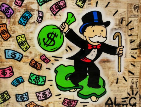 

alec monopoly oil painting on canvas graffiti art money slide home decor handpainted &hd print wall art canvas pictures 191031