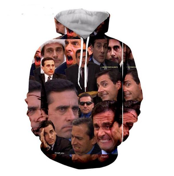 

many faces of michael scott 3d print hoodies with pocket fashion clothing jumper outfits hoody sweatshirts hoodies sweats for women men, Black