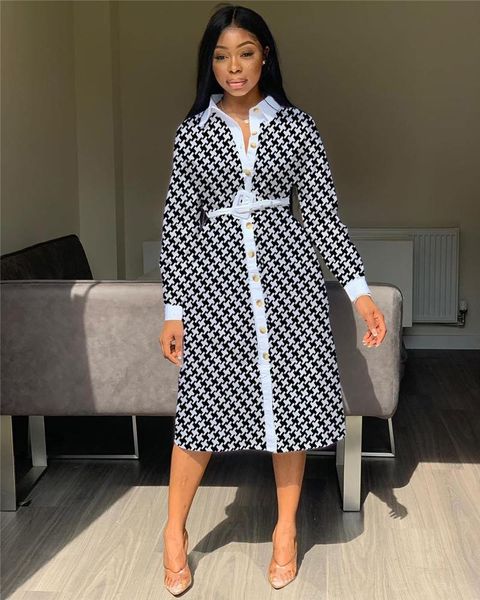 

plaid printed womens designer dress autumn womens panelled shirt dresses casual womens long sleeve dresses, Black;gray