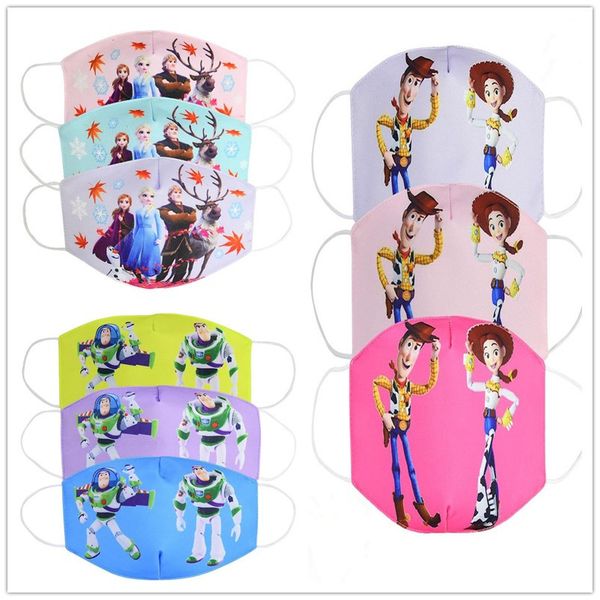 

24designer kid face masks spring summer cartoon washable mask sunproof dustproof dinosaur patte mouth cover breathable masks for gilr, Blue