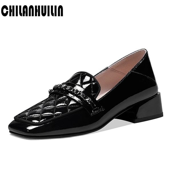 

elegant shoes women color party basic office shoes fashion square toe nude pumps spring summer thick high heels woman, Black