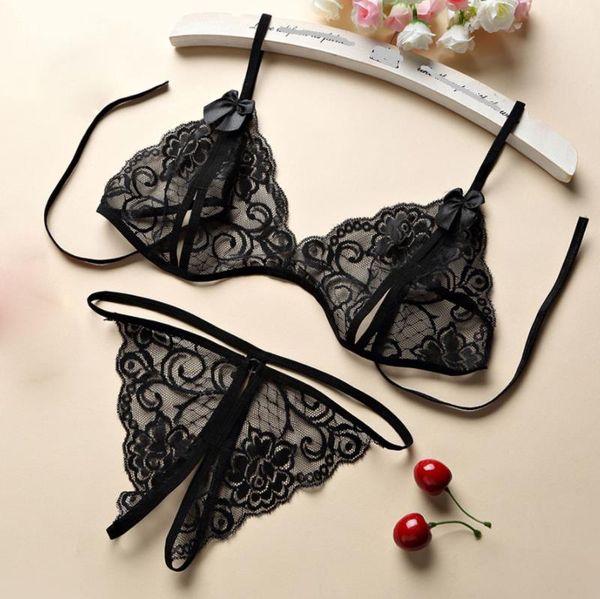 

bra brief sets 2019 underwear lace t-ties lingerie set women strappy push up bra set woman lingerie underwear nightwear, Red;black