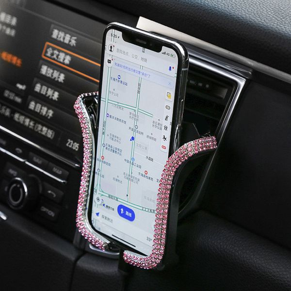 

universal car phone holder with bling crystal rhinestone car air vent mount clip cell phone holder for samsung phone bracket