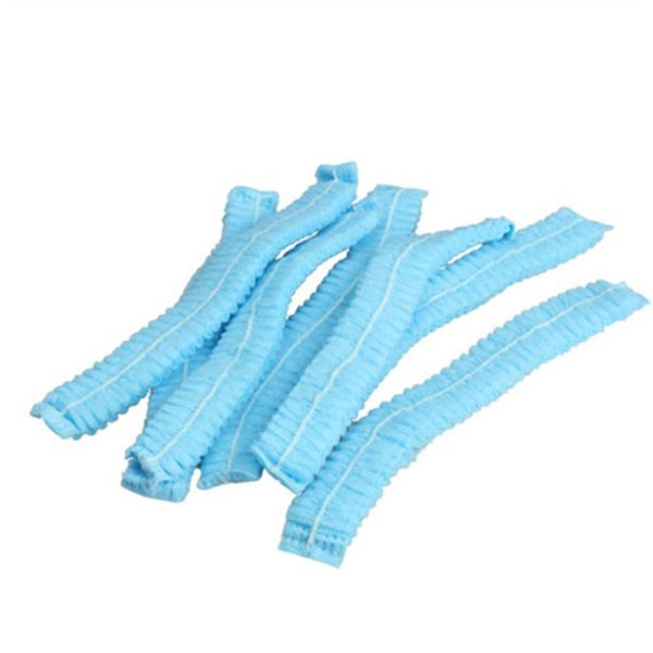 

blue white protect 100pcs/lot women men disposable shower caps non woven pleated anti dust hat bath caps for spa hair salon