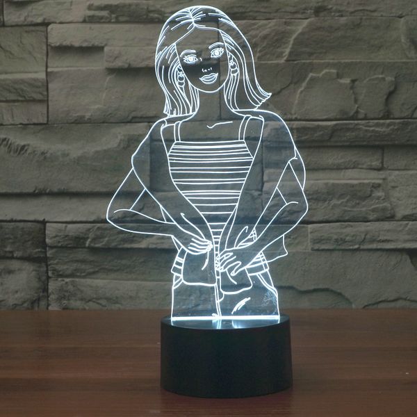 

seven neon]girl shape acrylic 7colors desk lamp 3d lamp novelty gift led night light millennium falcon light