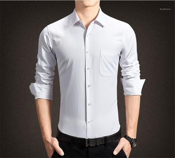 

рубашки мужские обычная длина pure color tops homme turn down воротник с длинным рукавом рубашки мужские платья конструктора, White;black