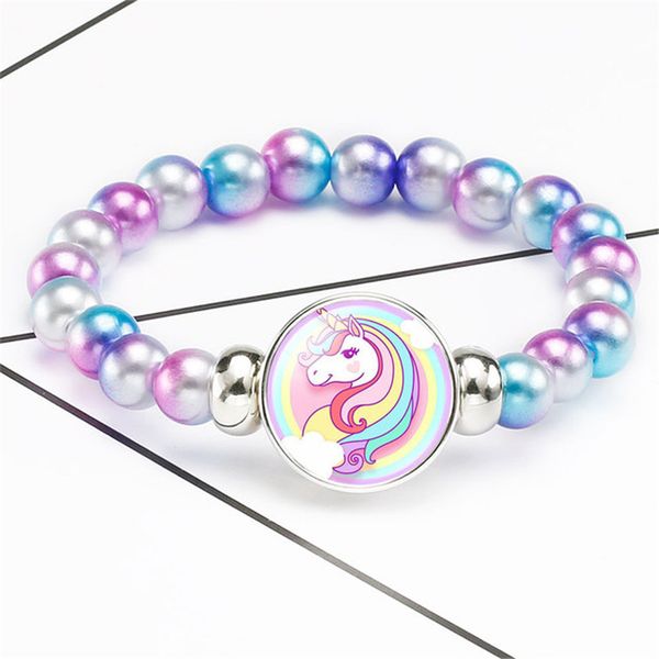 

children girl boy star printing colorful children's unicorn bracelet wristband flexible wrap slap bracelet animal enfant bangle, Black
