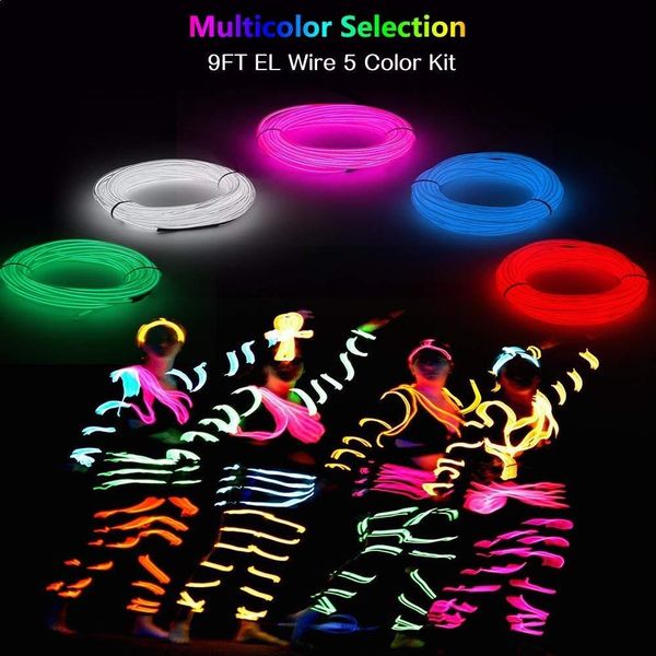 

neon light glow el wire rope tape cable strip led cold light shoes clothing car decorate ribbon lamp ing