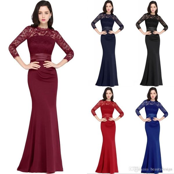 

babyonlinessress sexy 3/4 рукава русалка кружева атласные вечерние платья 2020 реальная картинка на молнии задние вечерние выпускные платья, Red