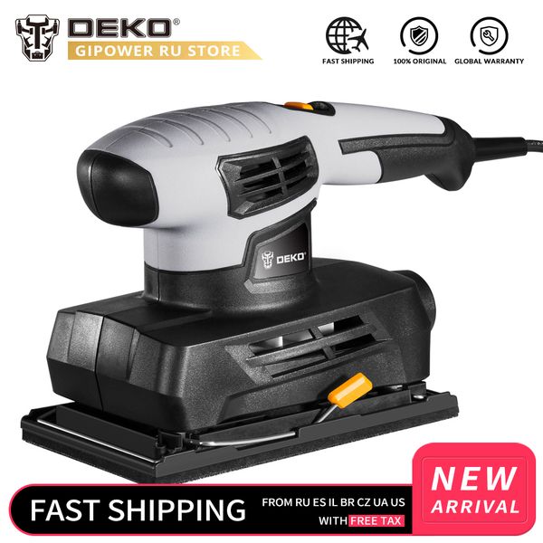 

deko qd6520b 230v sheet sander with 15pcs sandpaper and dust exhaust 160w electric sander home diy power tool for woodworking