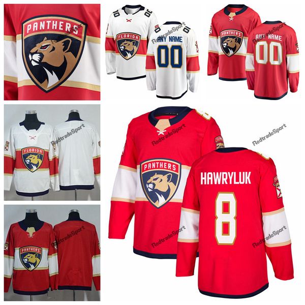 

2019 jayce hawryluk florida panthers hockey jerseys mens custom name home red #8 jayce hawryluk stitched hockey shirts s-xxxl, Black;red