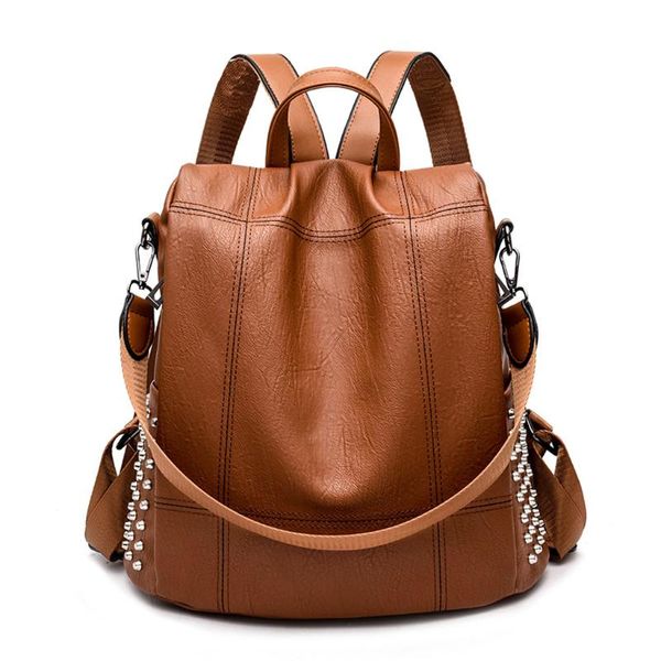 

women ladies fashion rivet backpack schoolbag casual travel student daypack bags shoulder bag crossbody bags for women