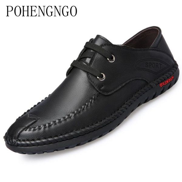 

2019 fashion men's casual shoes breathable keep warm sneakers outdoor men driving flats spring men's leather shoes, Black