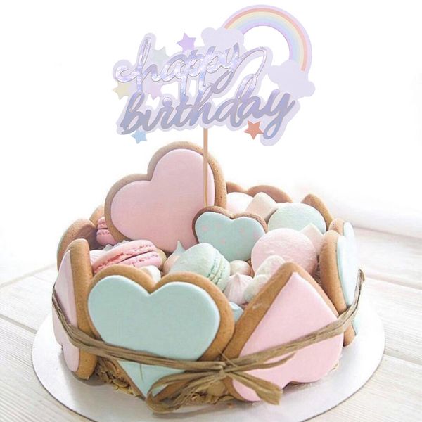 

1/3 / 5шт блеск с днем рождения торт топпер cute радуга cupcake toppers baby shower kids день рождения торт декор xmas party коммерц другие