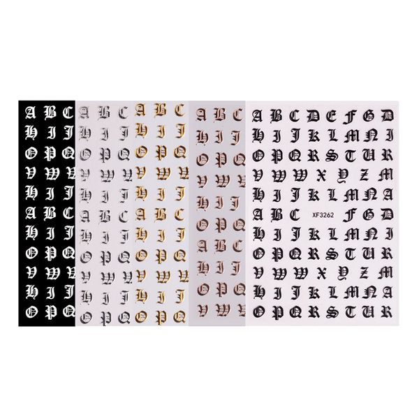 

5 color adhesive nail transfer stickers letters decals stencils for mirror phone