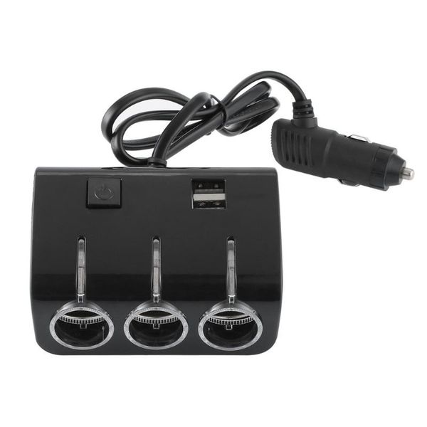

new universal 3 way auto car cigarette lighter socket splitter 3 usb charger power adapter for phone for tablet pc selling
