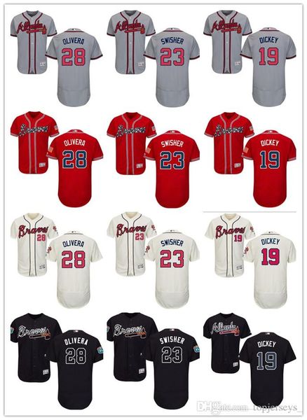 

wholesale custom men women youth braves jersey #19 r.a. dickey 23 nick swisher 28 hector olivera home blue red baseball jerseys, Blue;black