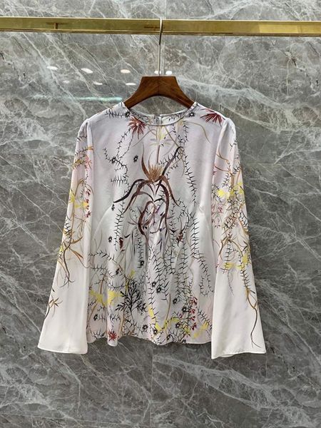 

the new autumn and winter 2019 women's wild thin positioning printed blouse 1220, White