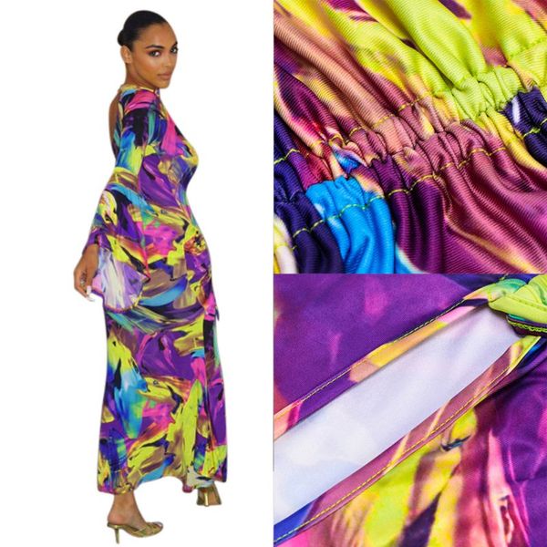 

round neck dresses fashion summer women off-shoulder split dress print vestidos, Black;gray