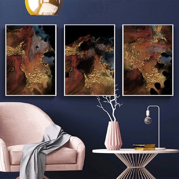 

modern wall pictures with frame art abstract canvas painting black and gold poster and prints for home living room decoration