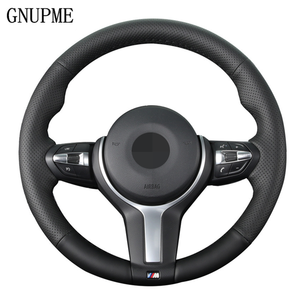 

black genuine leather car steering wheel cover for f87 m2 m3 f80 f82 m4 f12 m5 f13 m6 f85 x5 m f86 x6 f33 f30 m sport