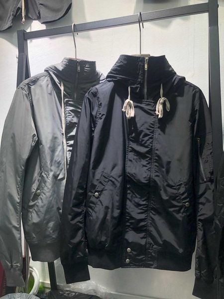 

men hooded bomber jacket, Black;brown