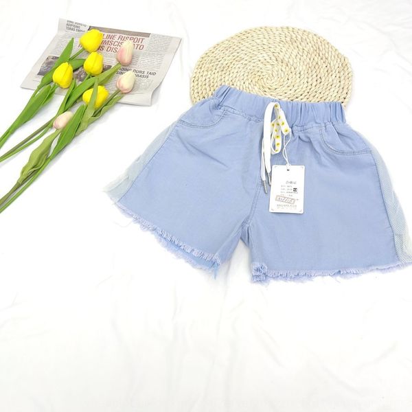 

girls' denim and trousers and shorts 20-24 2020 summer pants children's shorts 110-140, Blue