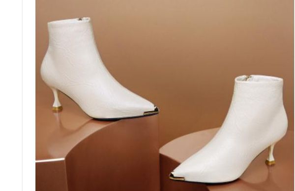 

women's boots in winter high fine heel pointed end@4081, Black