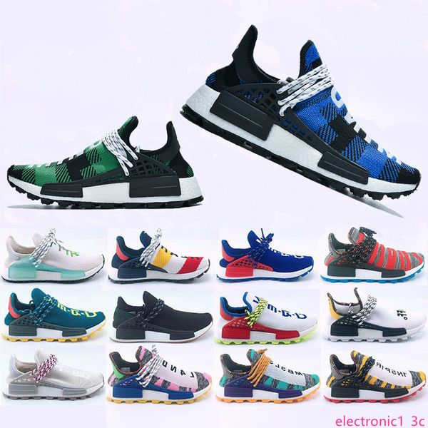 

2019 spring human race hu trail running shoes men women pharrell williams infinite species breath though designer sports trainers sneaker, Black;green