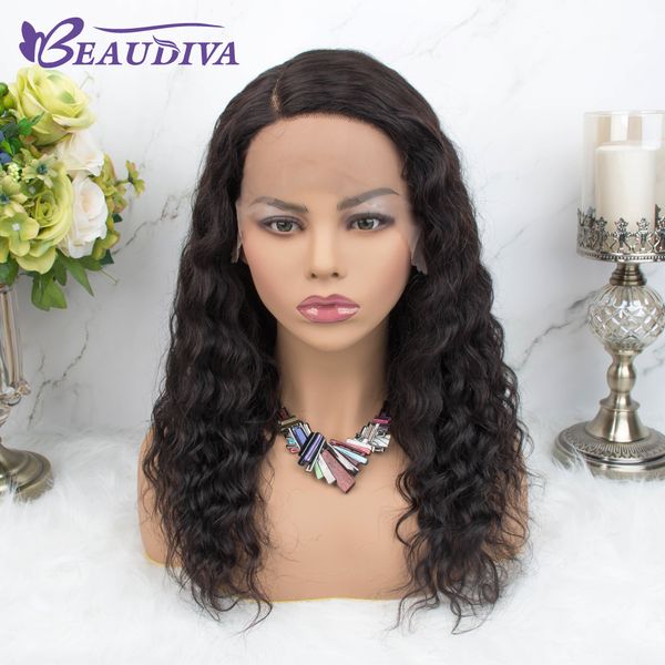 

beaudiva brazilian deep wave curly lace front human hair wigs preplucked baby hair brazilian human hair wigs for black women, Black;brown