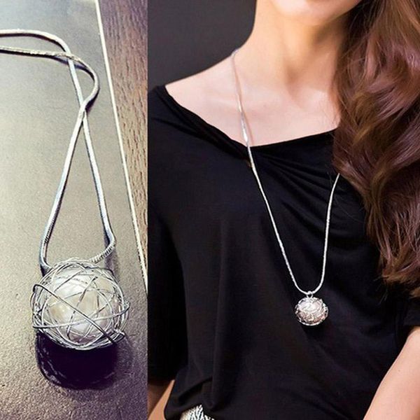 

мода vintage romantic посеребренная перлы faux птиц гнезда подвеска длинные цепи ожерелье декора элегантные женщин ювелирные подарки, Silver