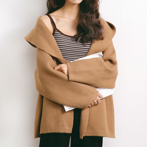 

hooded cardigan sweater women knitted cardigans with hood, White