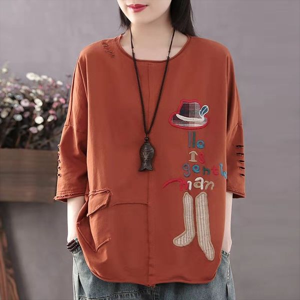 

хлопок печать с короткими рукавами футболки большого размером свободных случайных личностей отверстие сверху хлопок печать большого размера, White