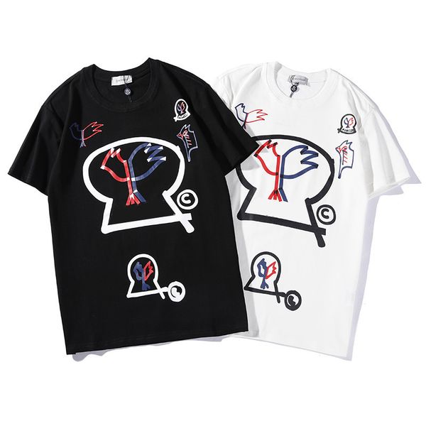 

new mens wemens clothing mens brand t-shirt in summer meng kou printed short sleeve shirt casual tees size s-2xl, White;black