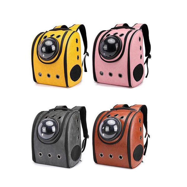 

2019 new fashion pet travel carrier space pet dog carrier pu leather backpacks sport travel outdoor puppy cat bag