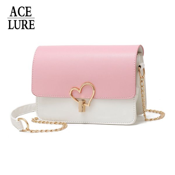 

acelure сплошной цвет элегантный дамы кошелек shopping мешок партии металла сердце засов крышки pu кожаный плеча женщин малый crossbody сумк