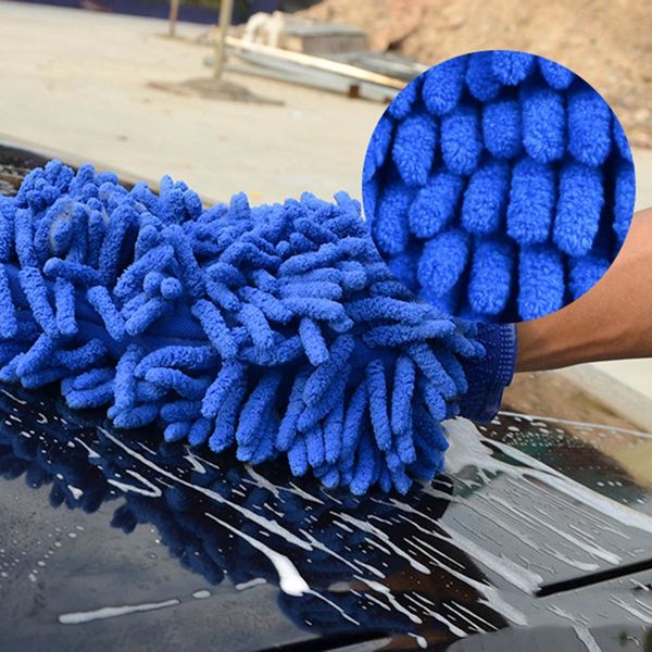 

1 pc fiber large gloves super soft microfiber michenille wash cleaning car random color single/double sided